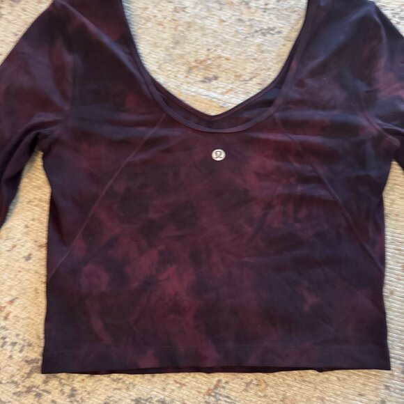 Lululemon Nulu Long Sleeve Crop Top – Size 8 (Burgundy Tie-Dye) - Picture 5 of 5